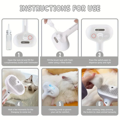 Upgraded Pet Spray Grooming Comb Steamy Floating Hair Removal Cleaning Steam Brush Styling for Dogs Cats